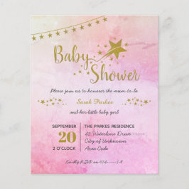 Blush roze gouden ster Baby shower uitnodiging