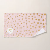 Blush Roze gouden stip monogram badkamer Bad Handdoek (Handdoek)