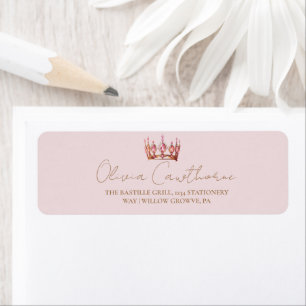 Blush Roze & Gouden Sweet 16 Boog Kroon Verjaardag Etiket