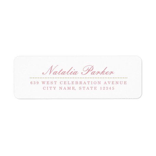 Blush Roze & Gouden Terugkeeradreslabel Etiket (Voorkant)