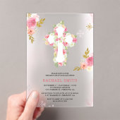 Blush roze gouden Waterverf bloemendoop Acryl Uitnodigingen (Insitu (Draagbaar))