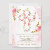 Blush roze gouden Waterverf bloemendoop Kaart (Voorkant)