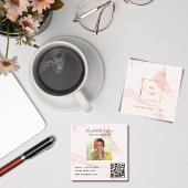Blush roze goudfoto logo QR code Vierkante Visitekaartje
