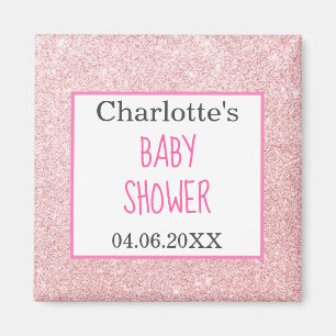 Blush roze goudglitter Sparkle Baby shower Magneet