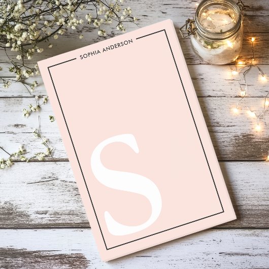 Blush Roze Grafisch Monogram Persoonlijke naam Post-it® Notes