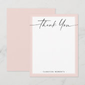 Blush roze grens aangepaste logo dank je wel bedankkaart (Voorkant / Achterkant)