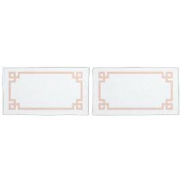 Blush roze Griekse Key Border King Size Kussensloop