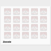  Blush Roze Grijs Bloemen Bruiloft Seal Vierkante Sticker (Vel)