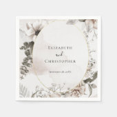 Blush Roze Grijs Bloemen Waterverf Bruiloft Servet (Voorkant)