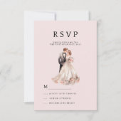 Blush roze grijs bloemenpaar foto RSVP Kaart (Voorkant)