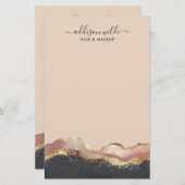 Blush Roze Grijs en Goud Elegant Modern Script Briefpapier (Voorkant / Achterkant)