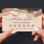 Blush Roze Grijs en Goud Elegant Modern Script Klantenkaartje