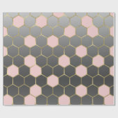 Blush Roze grijs & Gold Hexagon Modern Glam Cadeaupapier (Vlak)