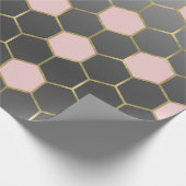 Blush Roze grijs & Gold Hexagon Modern Glam Cadeaupapier (Hoek)