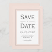 Blush roze grijs Modern Minimalistisch Verticaal Save The Date (Voorkant / Achterkant)