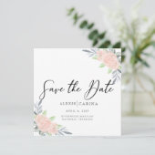 Blush roze & grijs save the date (Staand voorkant)