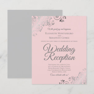 Blush roze & grijze BUDGET bruiloft Ontvang uitnod