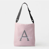 Blush roze grijze meisjesmonogram Naam Modern