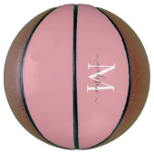 Blush roze grijze monogram Feminine Girly Script Basketbal (Verticaal)