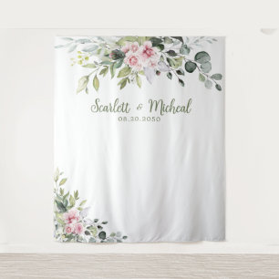 Blush roze groen bruiloft achtergronden wandkleed