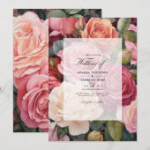 Blush Roze, groen en kaneel Roos bruiloft Kaart (Voorkant / Achterkant)