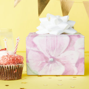 Blush roze groene hand geschilderde waterverf bloe cadeaupapier