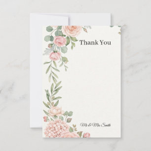 Blush Roze Groene Huwelijk Bedankkaart