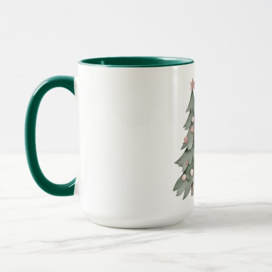 Blush roze groene kerstboom met ster mok (Links)