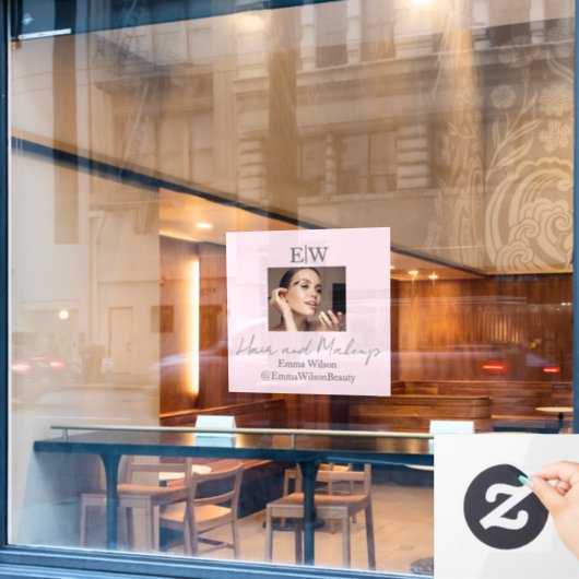 Blush Roze Haar-, Make-up- & Beauty Studio Monogr Raamsticker (Cafe Raam)