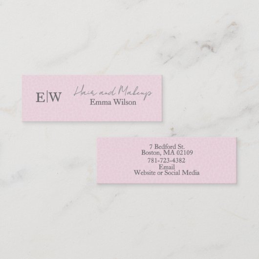   Blush Roze Haar-, Make-up- & Schoonheidsstudio M Mini Visitekaartje (Voorkant / Achterkant)
