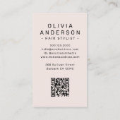 Blush Roze Haar Stylist Foto QR Code Visitekaartje (Achterkant)