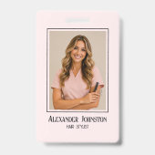 Blush Roze Haarstylist Merkfotodesign Badge (Voorzijde)