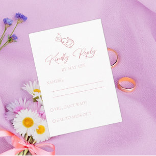Blush roze hand getekend RSVP bruiloft Informatiekaartje