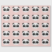 Blush roze - Happy Panda Face Cadeaupapier (Vlak)
