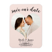 Blush Roze Hart Foto Bruiloft Save the Date Magneet (Verticaal)