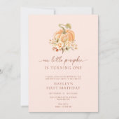 Blush roze Herfst Een beetje pompoen Eerste Verjaa Kaart (Voorkant)