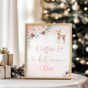 Blush roze hert verjaardag Koffie en cacao bar Poster
