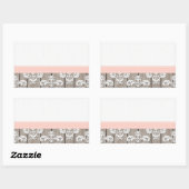 Blush Roze Houten Kant Rustiek Rechthoekige Sticker (Vel)