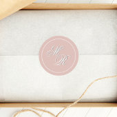 Blush Roze Huwelijk Monogram Custom Ronde Sticker