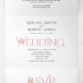 Blush roze initialen, ampersand roze rozen bruilof drieluik uitnodiging (Binnenkant midden)