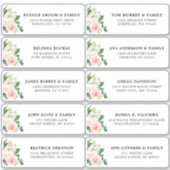 Blush Roze Ivoor Bloemen Bruiloft Gast Adres Sticker (Voorkant)