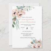 Blush roze ivoor papavers Greenery Waterverf Kaart (Voorkant)