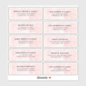Blush Roze Ivoor waterverf Bruiloft Gast Adres Sticker (Vel)