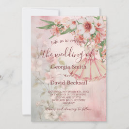 Blush Roze  Jurk QR Code Huwelijk Kaart