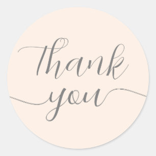 Blush roze kalligrafie elegant bedankt ronde sticker