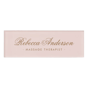 Blush roze kalligrafie script naambadge