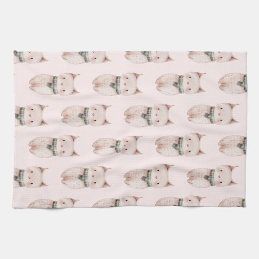 Blush roze kerst katten theedoek (Horizontaal)