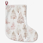 Blush roze kerstbomen grote kerstsok (Voorkant)