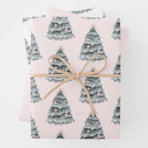 Blush roze kerstboom Ornament Inpakpapier Vel