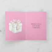 Blush Roze Kerstcadeau Kaart (Binnen)